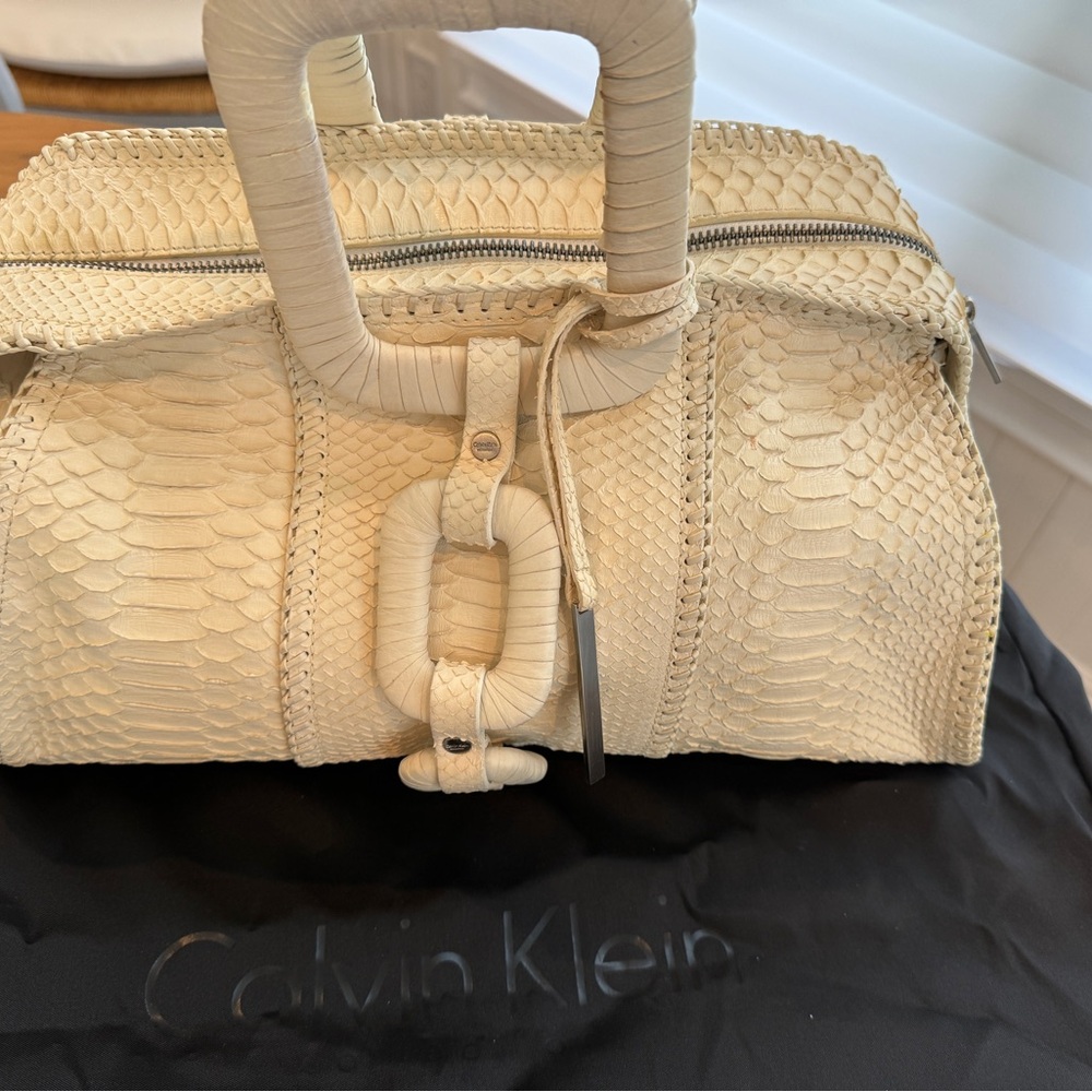 Calvin Klein Collection Large White Python Designer  Handbag - Picture 10 of 13